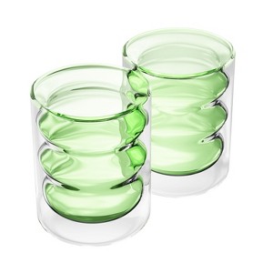 Elle Decor Double Wall Glass Cups, Set of 2, 10 oz Bubble Iced Coffee Glasses, Drinking Tumbler For Iced Tea, Juice, Or Cocktails - 1 of 4