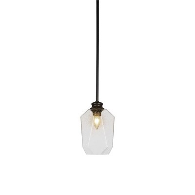 Toltec Lighting Rocklin 1 - Light Pendant in  Matte Black with 6.25" Clear Bubble Shade