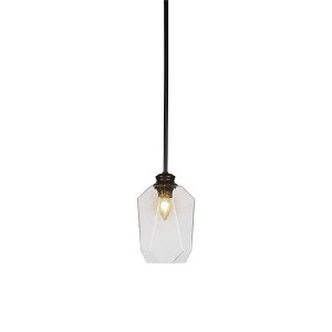 Toltec Lighting Rocklin 1 - Light Pendant in  Matte Black with 6.25" Clear Bubble Shade - 1 of 2