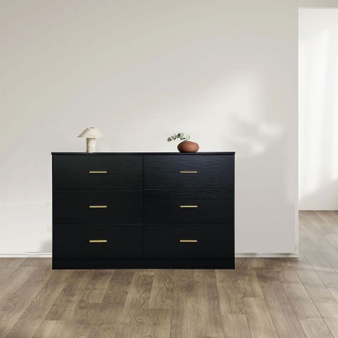 Nicbex Modern Drawer Dresser,wooden Double Dressers With Gold Metall ...