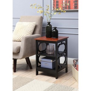HomeStock Belmont End Table with Octagon Side Cutouts and 3 Shelves, Compact Accent Table with Geometric Style for Living Room or Small Spaces - 1 of 4
