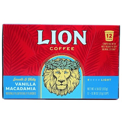 Lion Coffee Vanilla Macadamia Medium Roast Coffee Pods - 12ct