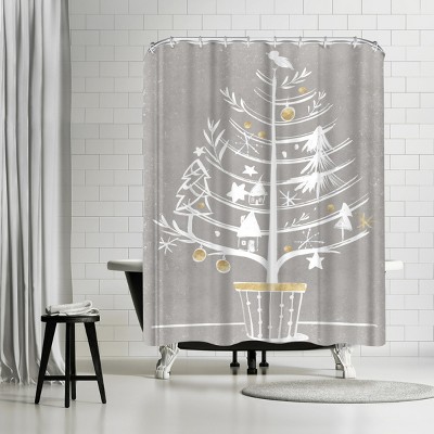 White Ornament Tree I by PI Creative Holiday Collection Shower Curtain - Americanflat