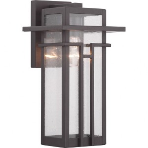 Progress Lighting Boxwood 1-Light Medium Wall Lantern in Antique Bronze with Clear Seeded Glass Shade - 1 of 4