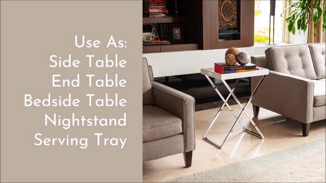 Rectangular Folding Side Table with Removable Tray White/Chrome - Danya B., 2 of 9, play video