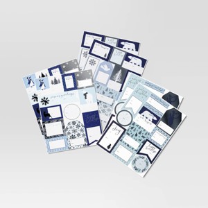 70ct Christmas Festive Frost Peel and Stick Gift Tags Blue/Silver/White - Wondershop™ - 1 of 3