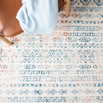 Ivory Rectangular 8' x 10' Stain-Resistant Synthetic Area Rug