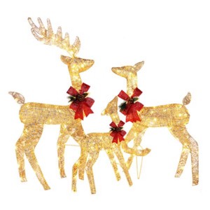 GlasFlength Decorative Objects Elk Deer Sled Decoration Christmas Deer Outdoor Yard Decoration Courtyard Elk Decoration, Gold, 47.24"*23.62"*7.87" - 1 of 4