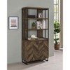 Rustic 2-Piece Bookcase Set  Herringbone Cabinet + 5-Tier Industrial Bookshelf, Stylish Storage for Living Room, Office or Bedroom - 2 of 4