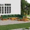 vidaXL Patio Furniture Set – 12 Piece Wooden Lounge Set with Green Cushions – Garden/Patio/Outdoor Modular Seating Arrangement - 2 of 4