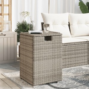 vidaXL Propane Tank Cover Table Gray 15.7"x15.7"x23.6" Poly Rattan - 1 of 4
