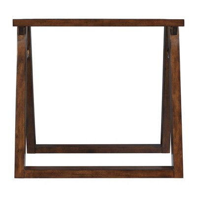 Transitional Dark Espresso Square End Table with Glass Top
