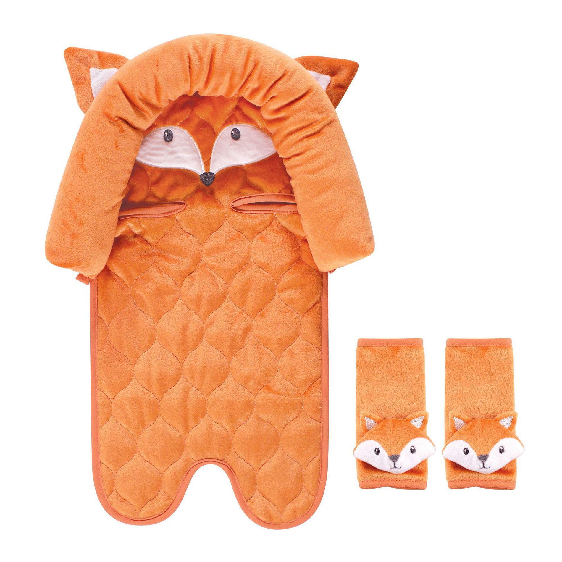 Hudson Baby Infant Boy Car Seat Insert and Strap Covers, Fox, One Size