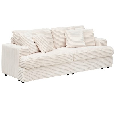NicBex Corduroy Loveseat Sofa Upholstered 2 Seater Sofa Couch with 4 Matching Toss Pillows Modern Love Seat Couches for Living Room,Bedroom