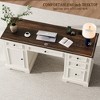 Dyonery Wood Home Office Desk with Charging Station 60" Farmhouse Executive Desk with Drawer/File Drawer/Storage Cabinet,Rustic Computer Writing Desk - 3 of 4