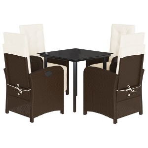 vidaXL Patio Dining Set Set of 4 Brown, Cream White - 1 of 4