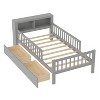 TIRAMISUBEST 84.6in Twin Size Wood Platform Bed with Guardrails Kids Bed Children's Bed Frame Gray - 2 of 4