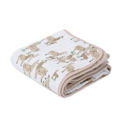 Little Unicorn Cotton Muslin Quilt Blanket - Llama
