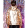 Lars Amadeus Men's Drawstring Hooded Zipper Party Club Metallic Windbreaker - image 3 of 4