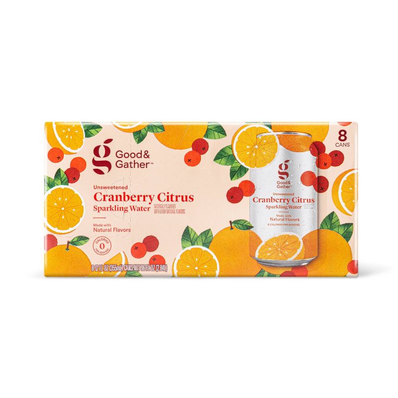Cranberry Citrus Sparkling Water - 8pk/12 fl oz Cans - Good & Gather&#8482;, 1 of 11