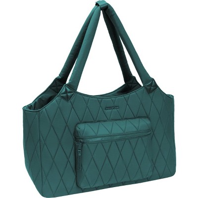 Max Studio 20 Inch Large Nylon Diamond Quilted Front Pocket Duffle Bag
