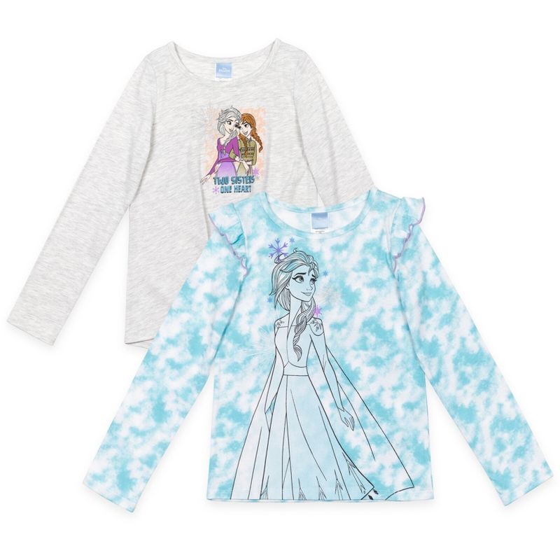 Disney Frozen Minnie Mouse Raya and the Last Dragon Princess Anna Queen Elsa Girls 2 Pack T-Shirts Toddler to Big Kid, 1 of 8