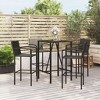 vidaXL 5 Piece Patio Bar Set - Black Poly Rattan Stool and Table with Tempered Glass - Garden/Deck/Outdoor Furniture - 2 of 4