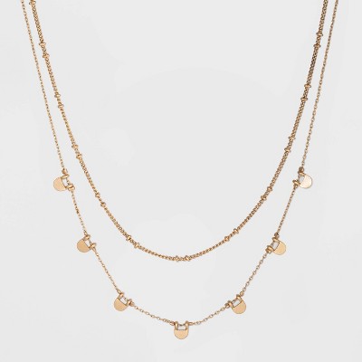 Paddle and Chain Layer Necklace - Universal Thread™ Gold