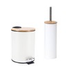 Evideco French Home Goods Bathroom Set with Bamboo Lid - Matte Metal Trash Can and Toilet Brush - 2 of 4