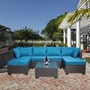 Lycvki Outdoor 7-Piece Wicker Sofa Sets with Cushions and Coffee Table - 3 of 4