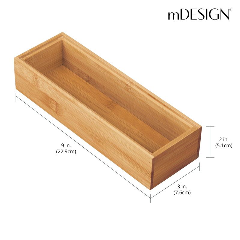 mDesign Stackable Wooden Bamboo Drawer Organizer Tray, 4 of 10