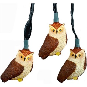 Kurt Adler Indoor/Outdoor Novelty Light Set, 10 UL Listed Incandescent Bulbs, Owls, Light Brown 11.5ft - 1 of 4
