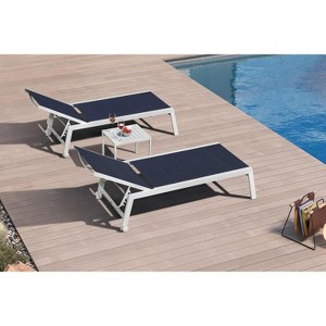 PURPLE LEAF Outdoor Chaise Lounge Set Adjustable Recliner with Side Table Aluminum Outdoor Lounger - 1 of 4