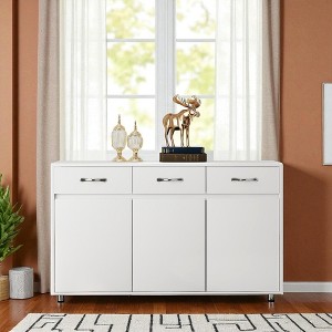52.56" Sideboard Buffet Cabinet with 3 Doors & 3 Drawers, Modern Storage Cabinet with Shelves and Metal Legs for Living Room Dining Room Entryway - 1 of 4