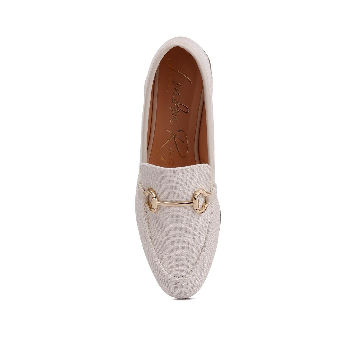 Женские туфли London Rag Womens Bexley Horsebit Embellished Canvas Loafers 7 — фото 4