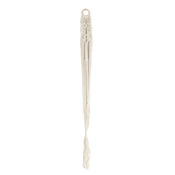 Macrame Plant Hanger White Cotton Rope & Bamboo by Foreside Home & Garden