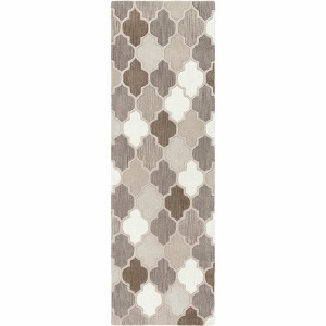 Hauteloom Paron Brown Gray Trellis Wool Carpet - 1 of 4