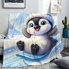 Lomsoe Winter Cartoon Penguin Print Flannel Blanket - All Seasons Soft and Warm Throw Blanket for Bed, Napping, Camping, Travel, Office - 2 of 4