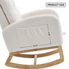 Gulches Cream White HighBack Rocking Chair, Plush Teddy & Foam Lounge Chair with Footrest & Side Pocket, Rubber Wood Frame for Nursery & Living Room - 4 of 4