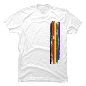 Adult Design By Humans Pride Rainbow Vertical Stripe By alphalezbean T-Shirt - 1 of 2