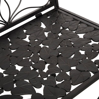 Elegant Alpine 45'' Brown Metal Garden Bench with Backrest