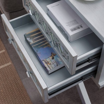 Silver Leaf Mirrored 2-Drawer X Base Nightstand