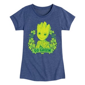 Girls' - Marvel - Groot Go Green St. Patricks Day Fitted Short Sleeve Graphic T-Shirt - 1 of 4