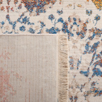 Light Grey and Multi Synthetic Reversible Runner Rug