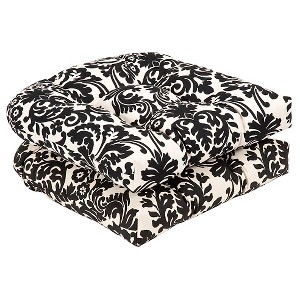 Outdoor 2-Piece Chair Cushion Set - Black/White Floral