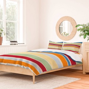 Deny Designs Avenie Modern Craft Roman Striped Duvet and Sham Set Warm Colors - 1 of 4