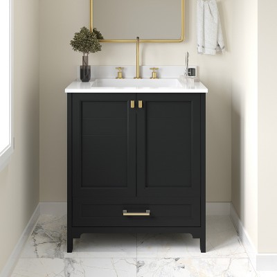 Emma and Oliver Bathroom Vanity, Single Sink Cabinet with 2 Soft Close Doors, Shelf, and Bottom Drawer, Carrara Marble Finish Countertop