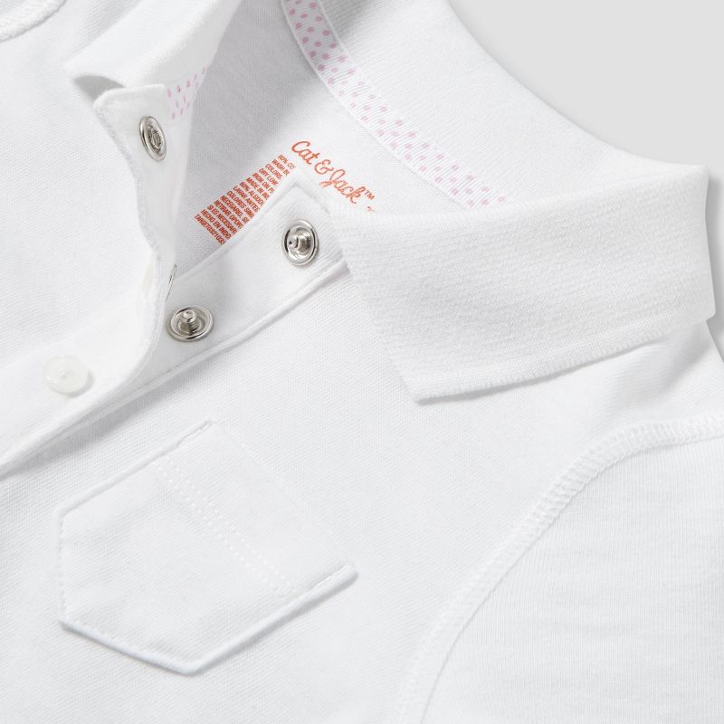 Toddler Girls' Adaptive Short Sleeve Polo Shirt - Cat & Jack™ White, 3 of 4