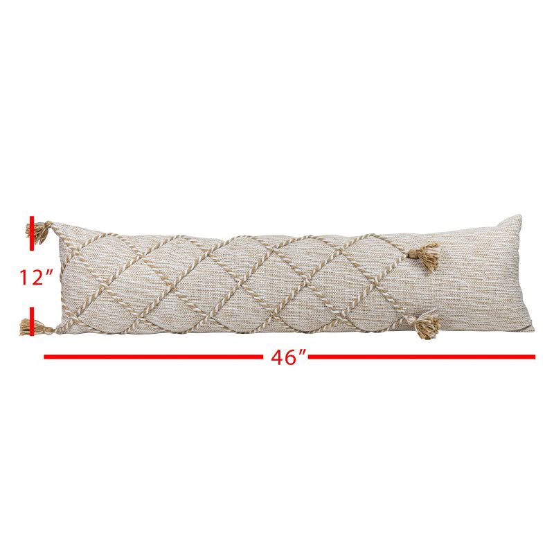 Tan Braided Accents 12X46 Hand Woven Filled Outdoor Pillow - Foreside Home & Garden, 5 of 7