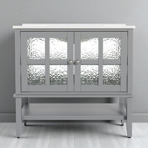 36 Inch Bathroom Vanity with Ceramic Sink, Solid Wood Legs, Adjustable Shelf, Open Storage - 1 of 4
